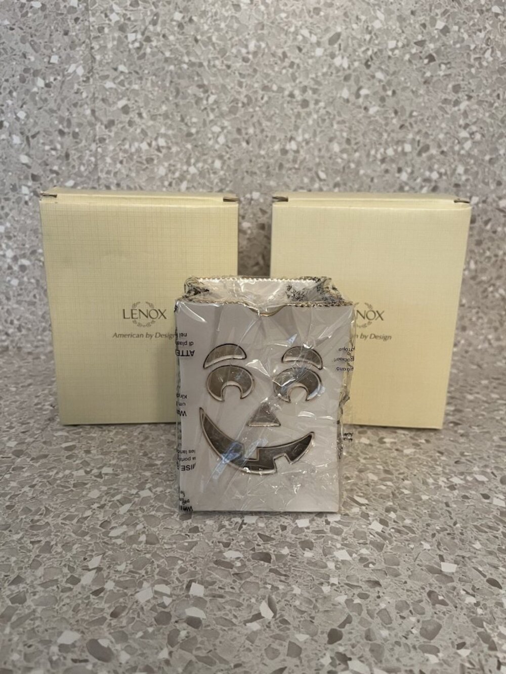 Lenox The Silly Luminary Porcelain Jack OLantern Bag Figurine Set of 2 Halloween